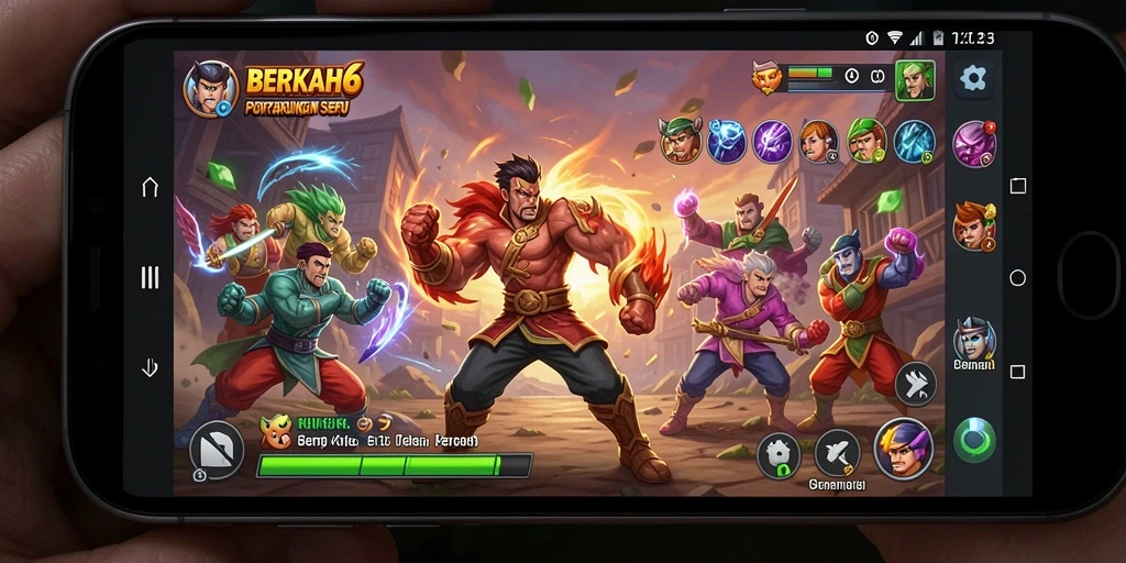 Screenshot gameplay yang menampilkan pertarungan epik di BERKAH6.