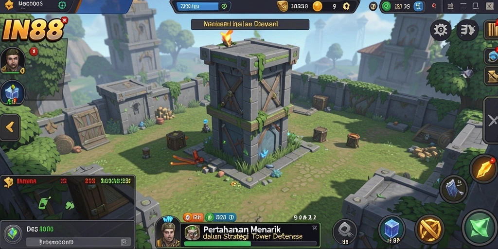 Tangkapan layar IN88 menunjukkan aksi seru dalam mode Tower Defense.