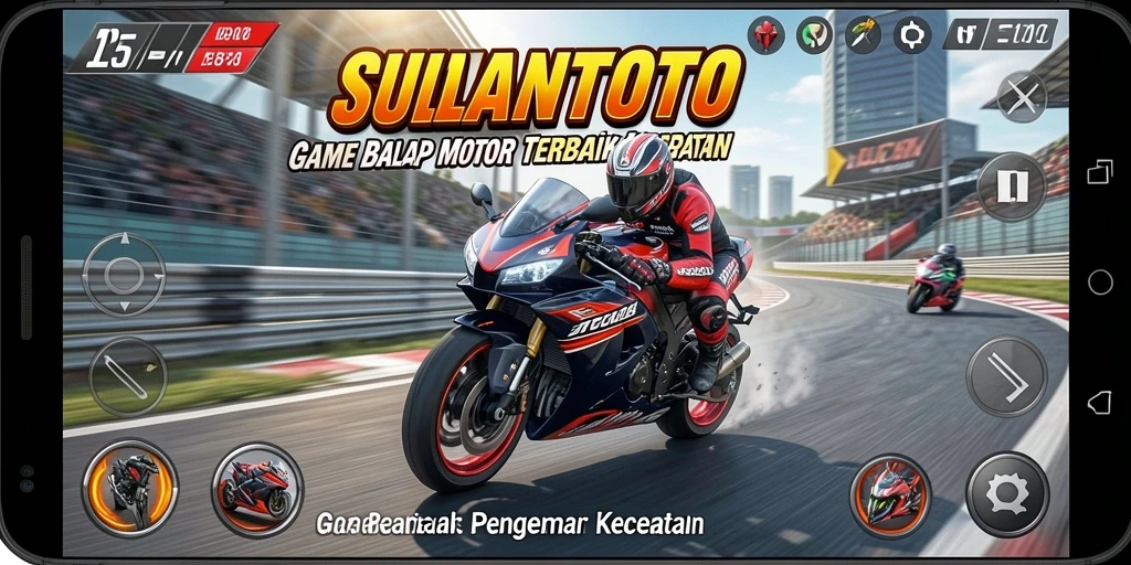 Tampilan gameplay SULTANTOTO yang mendebarkan dan penuh aksi balap motor.